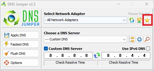 DNS Jumper backup and restore DNS settings feature for Windows