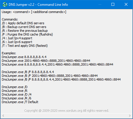 DNS Jumper command line support and automation features for advanced users